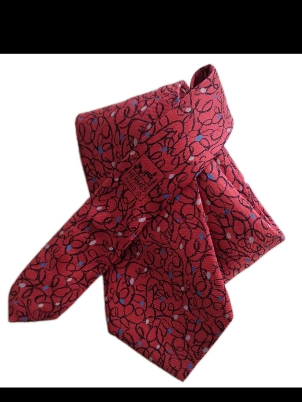 Authentic HERMES Silk Tie Red Men 7886 MA France 62×3.5 Rare Festive